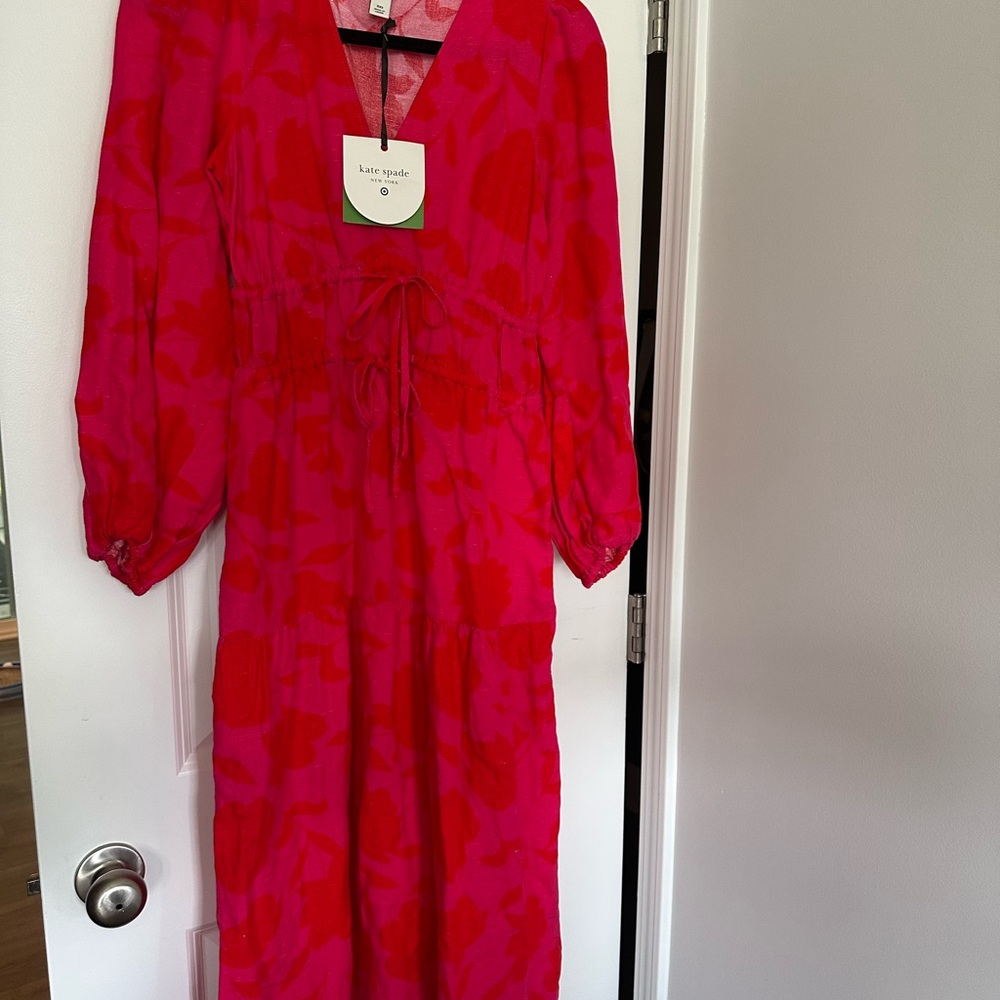 XS, S, M - Kate spade x target women’s classic rose linen Maxi Dress - Picture 4 of 13